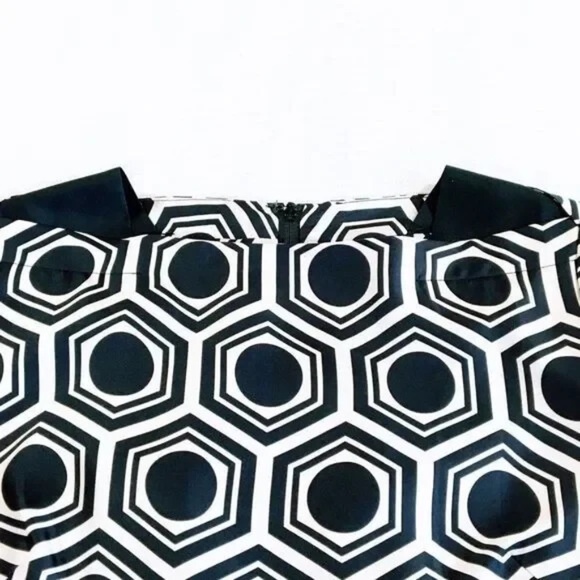 Milly of New York Silk Black Geo Print Shift Dress Size 0 - Picture 4 of 7